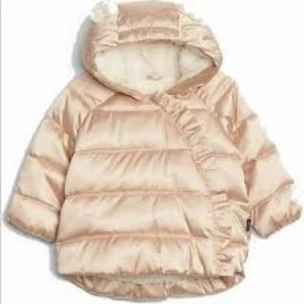 Gap Baby Shimmery Gold/Champagne Hooded Puffer Coat - Size 0-6 Months